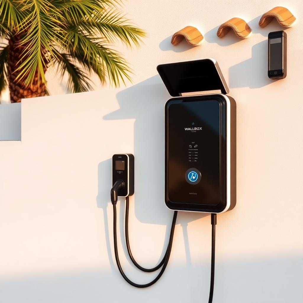 Cargador de pared para coche eléctrico instalado en un garaje